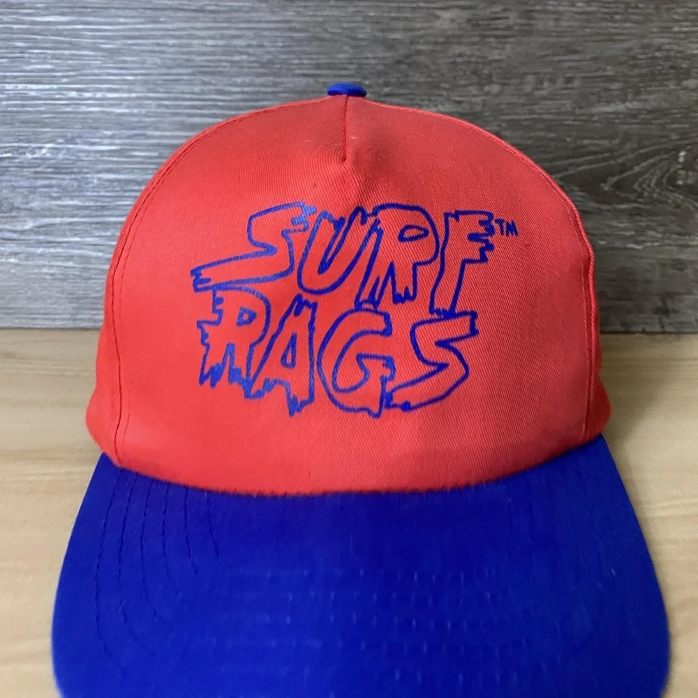 Surf Rags Hat Cap Snap Back Red Blue Graphic Adjustable Mens Skater Streetwear‎